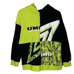 UMBRO premium womens sweatshirt hoodie size medium green black colorblock